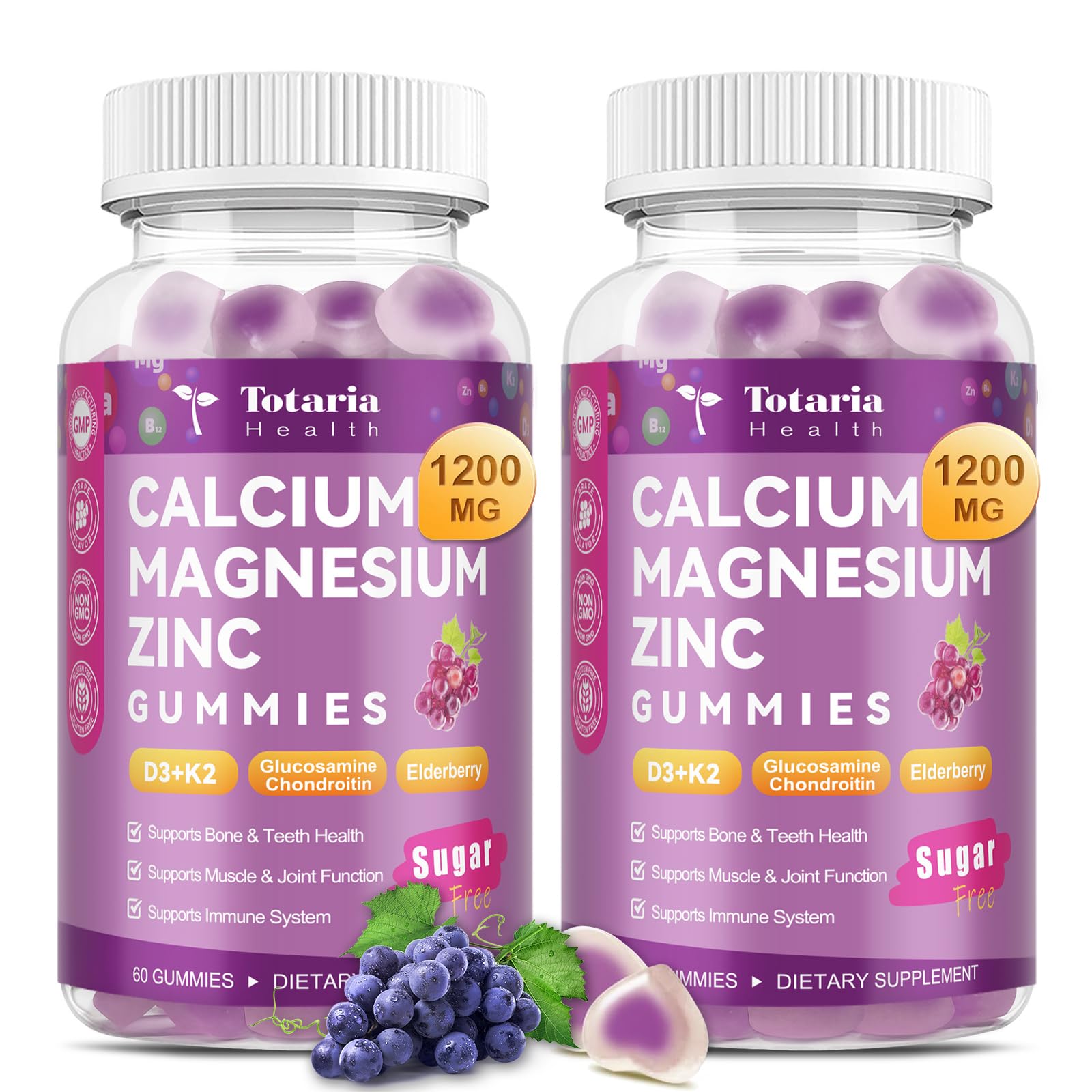 Totaria calcium citrate gummies in bottle showing easy daily bone support.