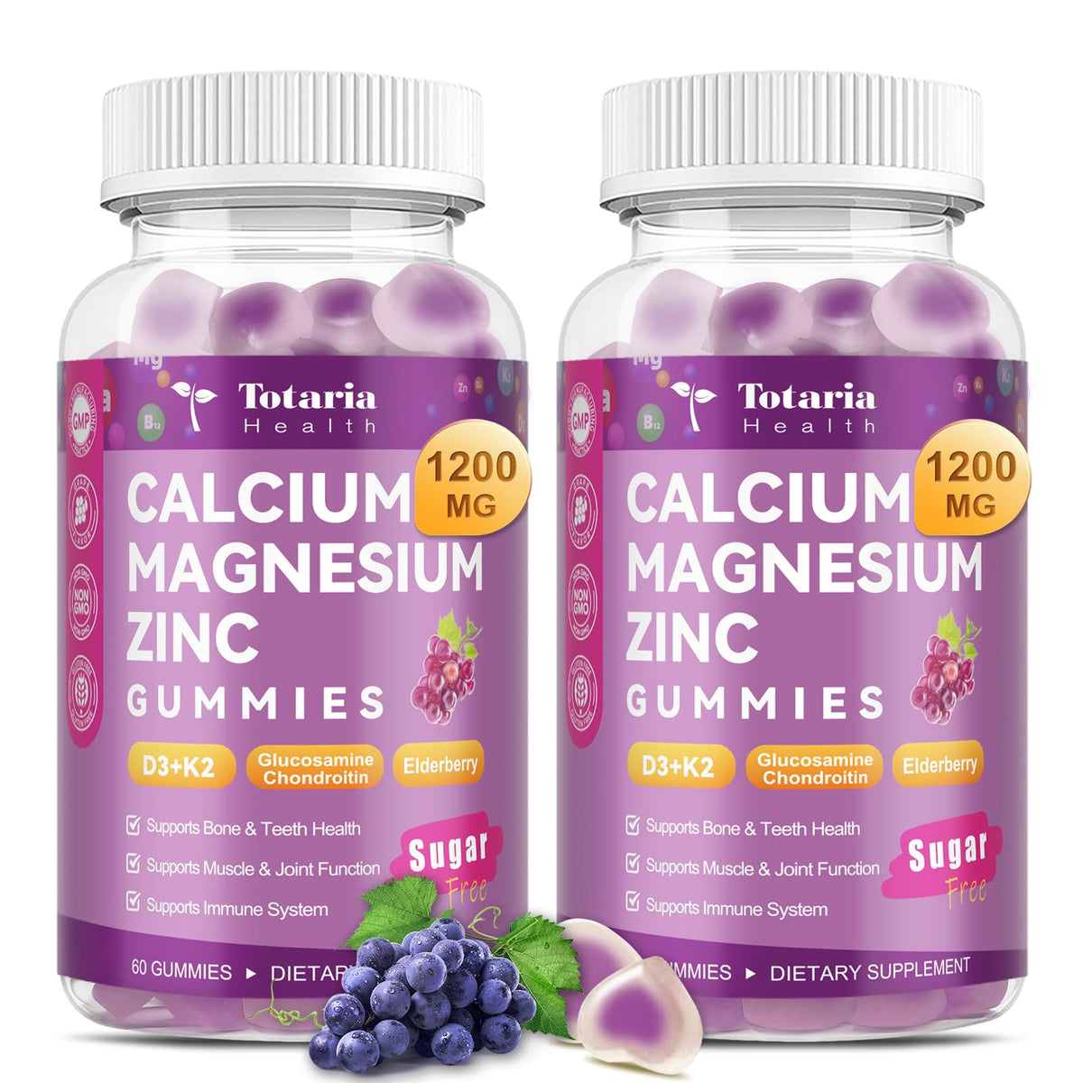 Totaria calcium citrate gummies in bottle showing easy daily bone support.
