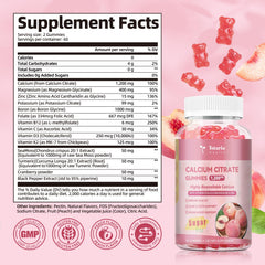 Totaria calcium citrate gummies peach flavor with minerals for immune vitality