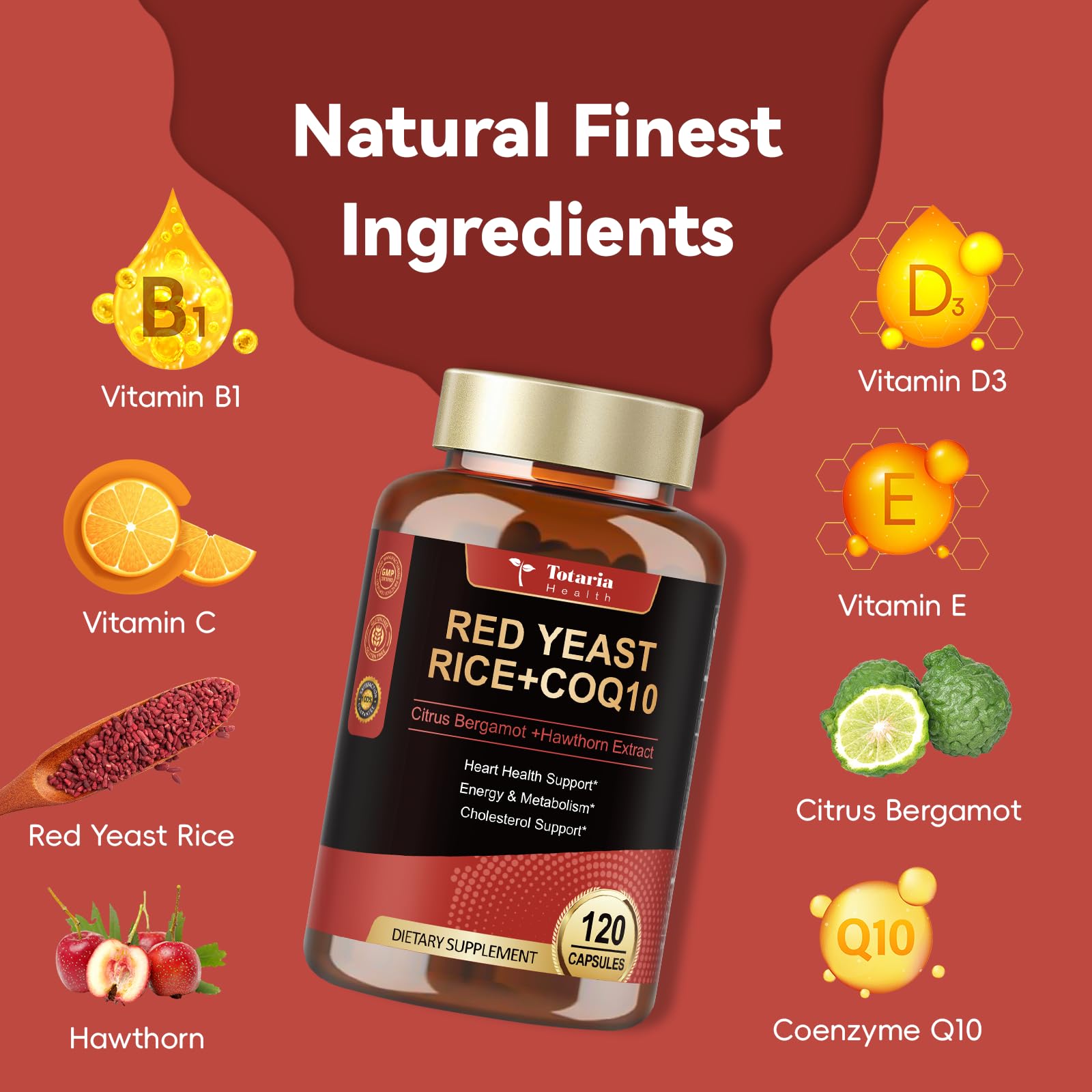 Close-up of Totaria CoQ10 capsules suggesting easy daily energy support