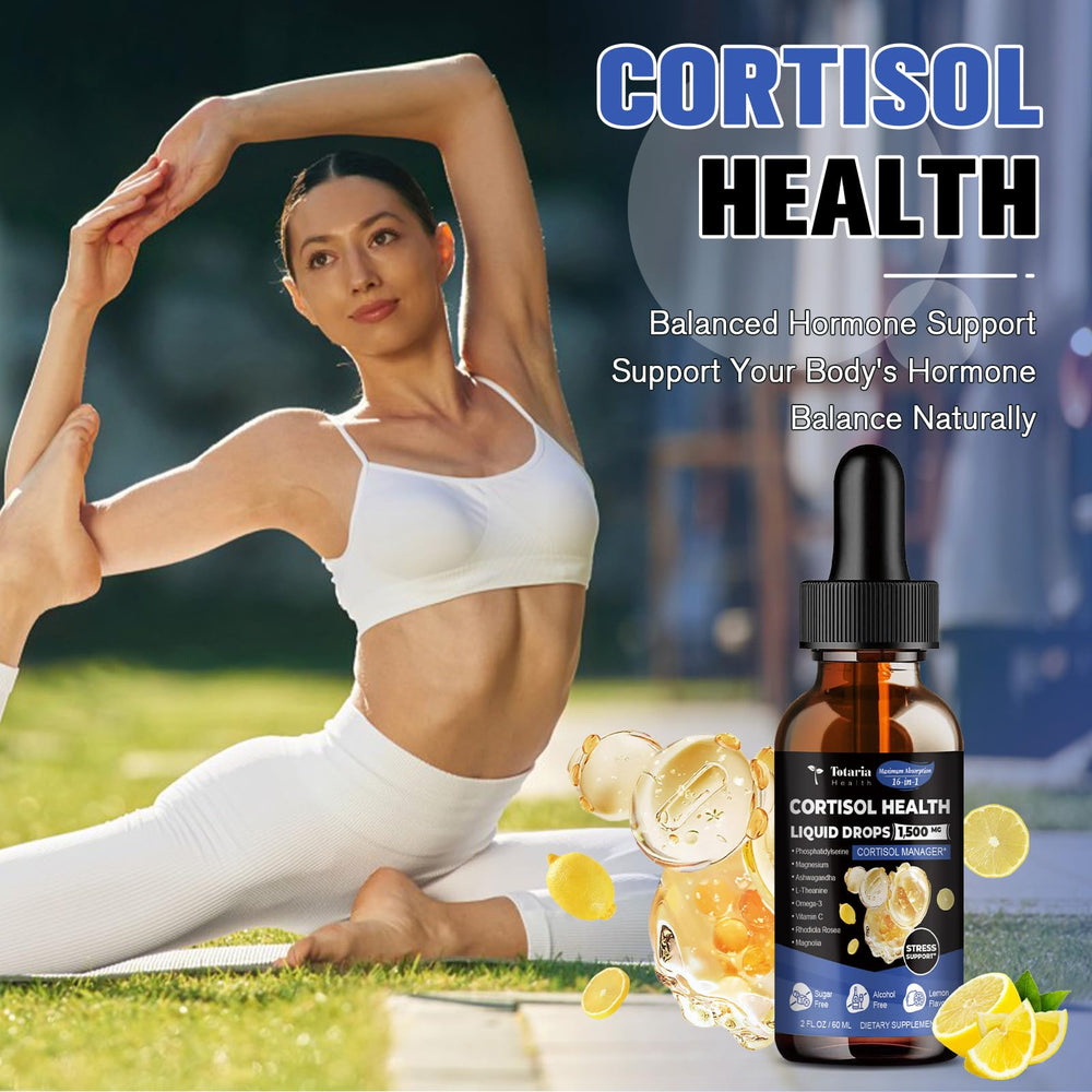 Totaria cortisol drops label highlights magnesium complex ingredients.