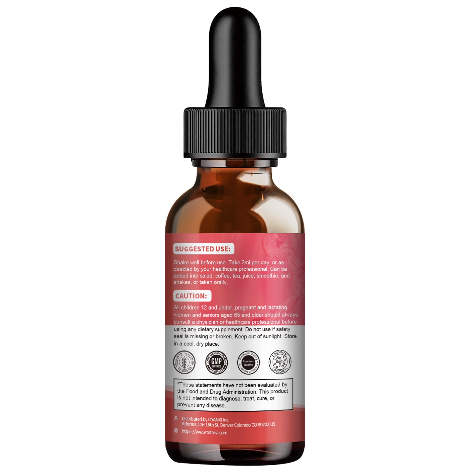Totaria daily wellness routine with drops on a glass