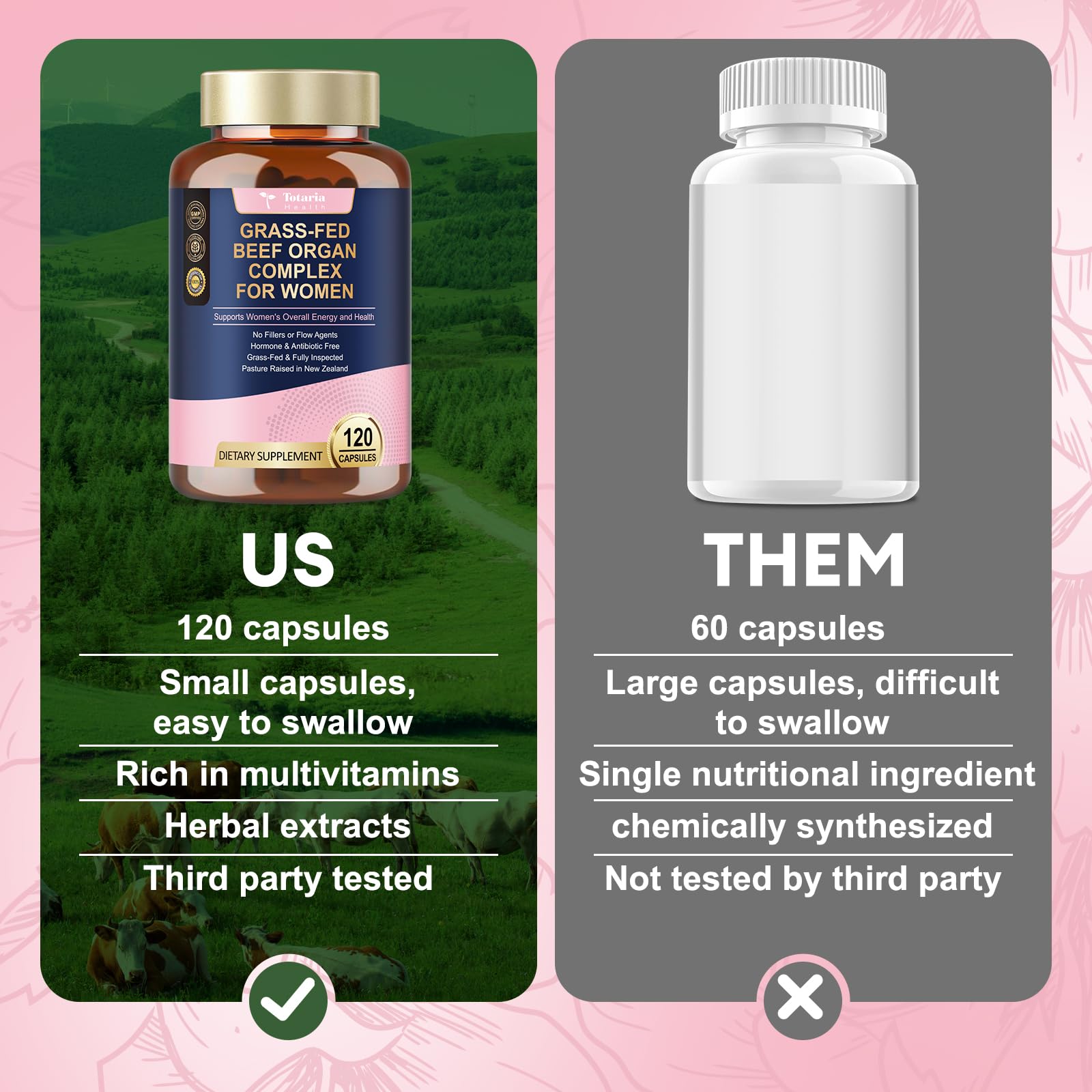 Totaria energy-boost capsules; daily use for vitality