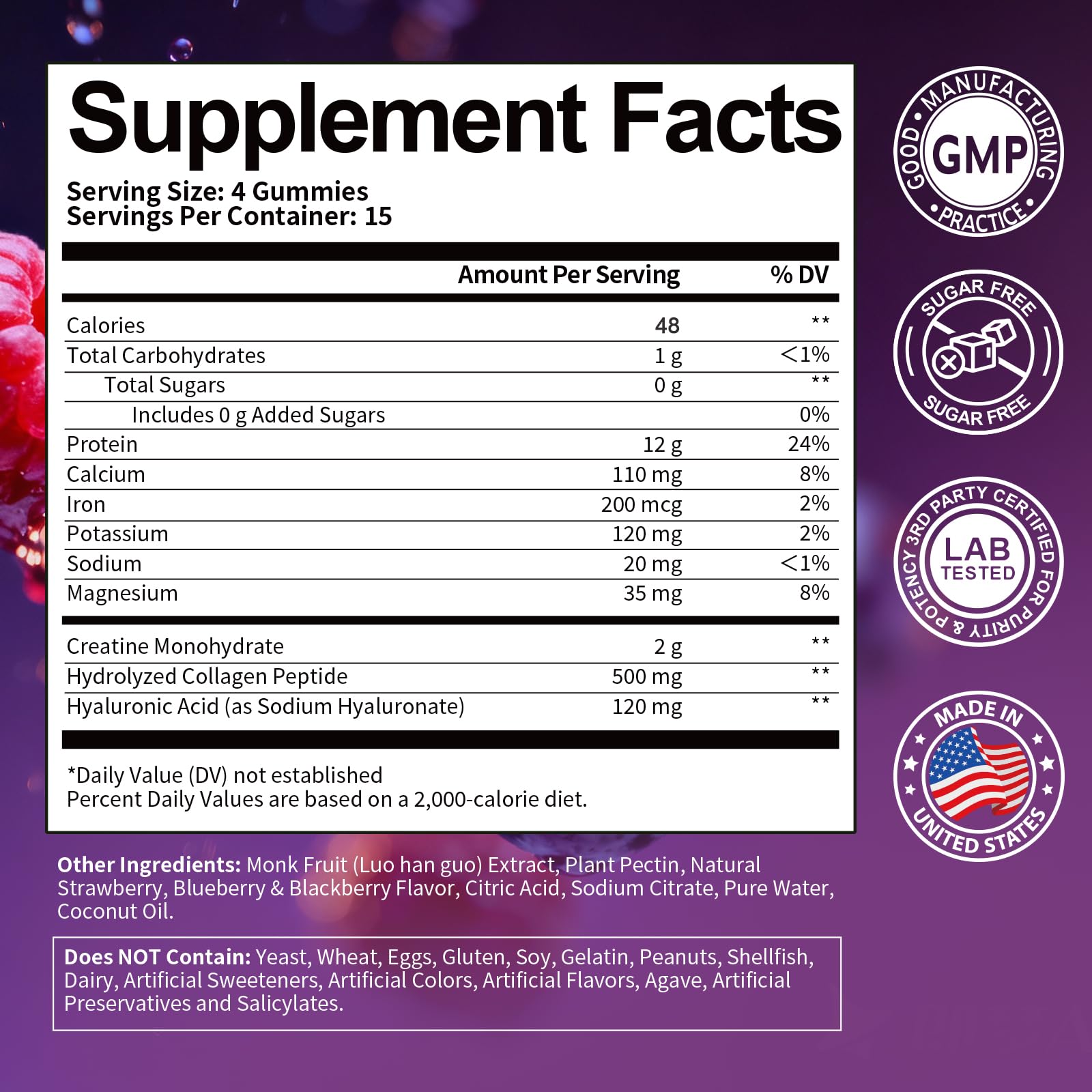 Totaria GMP-certified seal on bottle reinforces quality and purity.