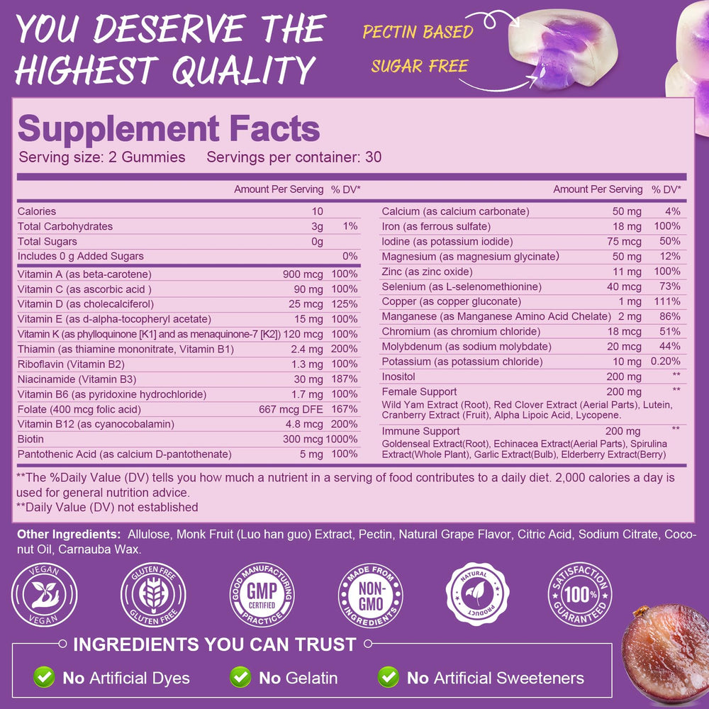 Totaria ingredient panel label highlighting vitamins and minerals