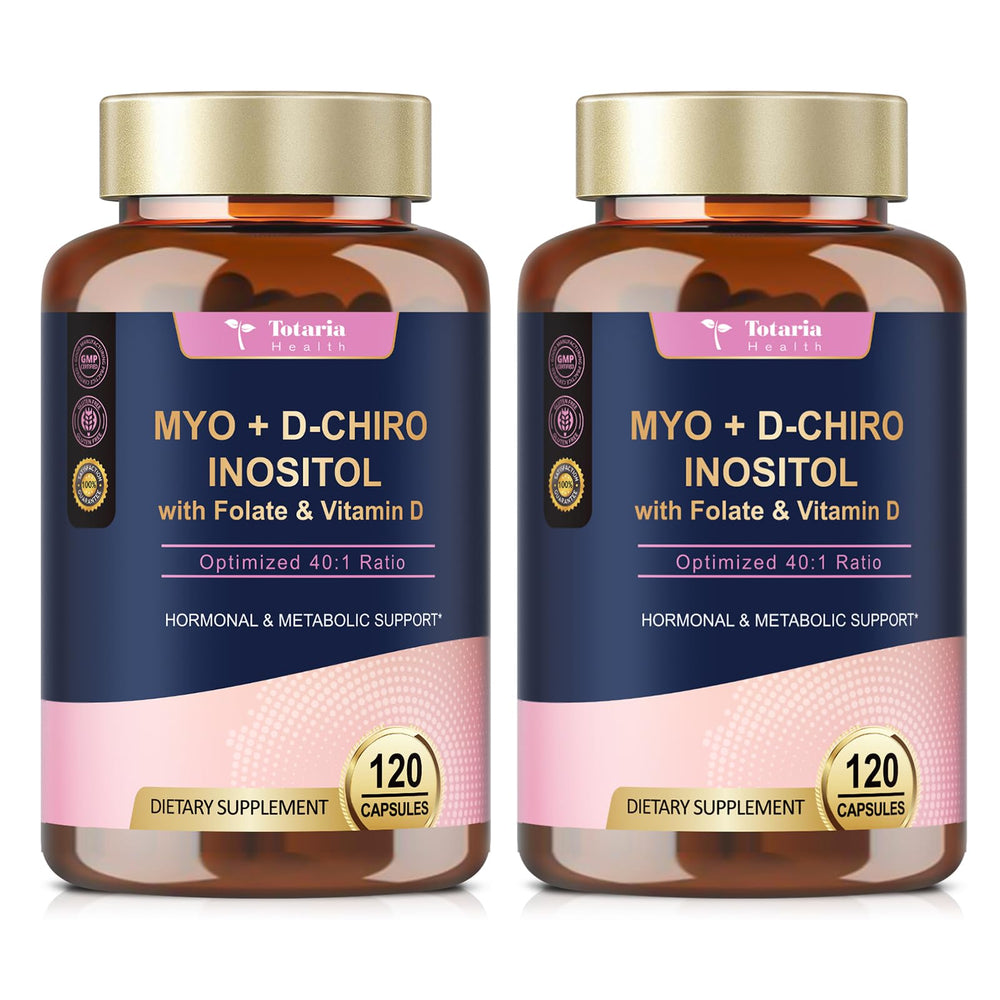 Totaria Inositol bottle front illustrates the 40:1 ratio for daily wellness