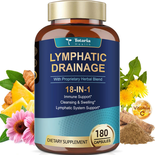 Totaria Lymphatic Drainage bottle showing capsules for potential fluid balance support.
