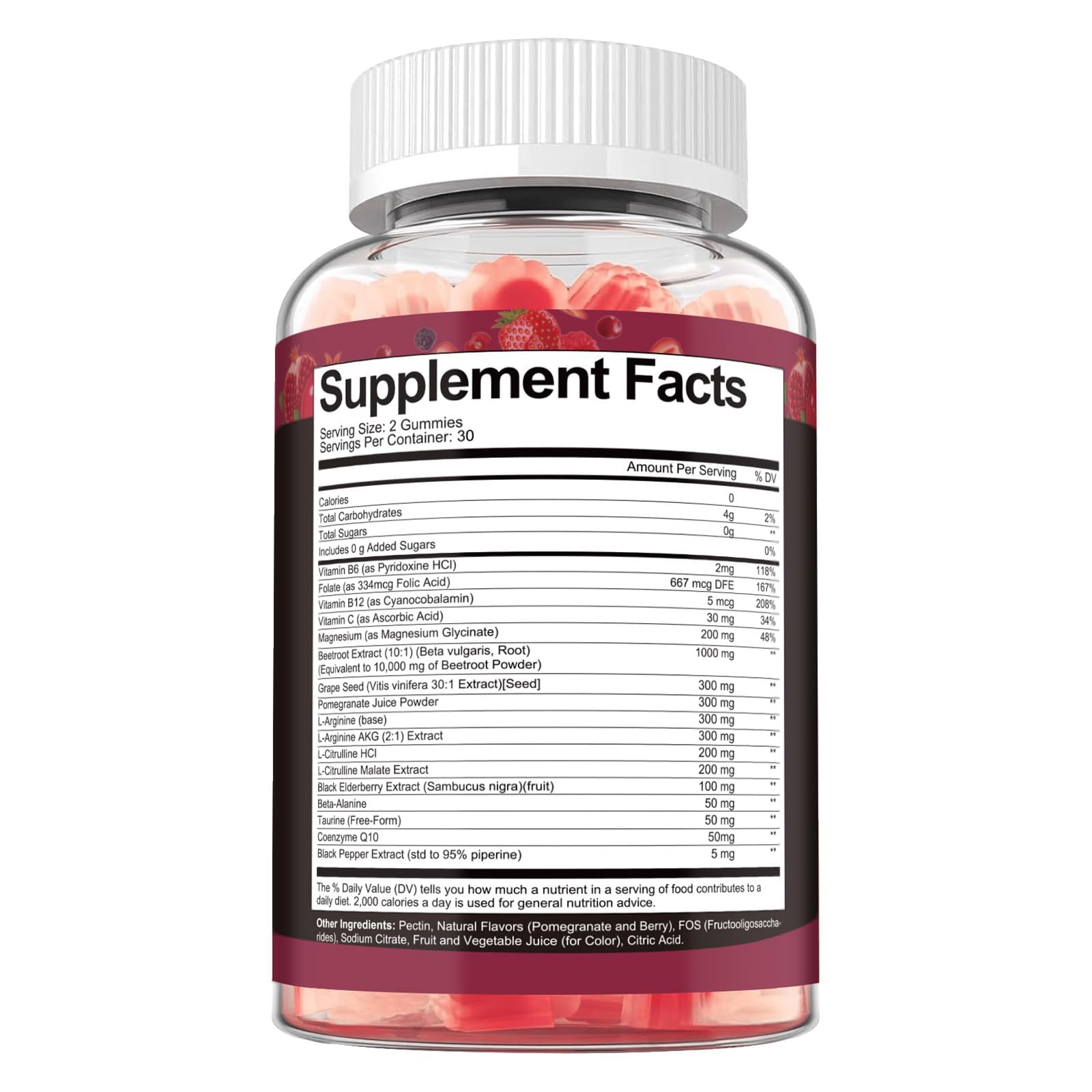 Totaria nutrition facts highlight 1000mg beetroot and 600mg arginine per serving.