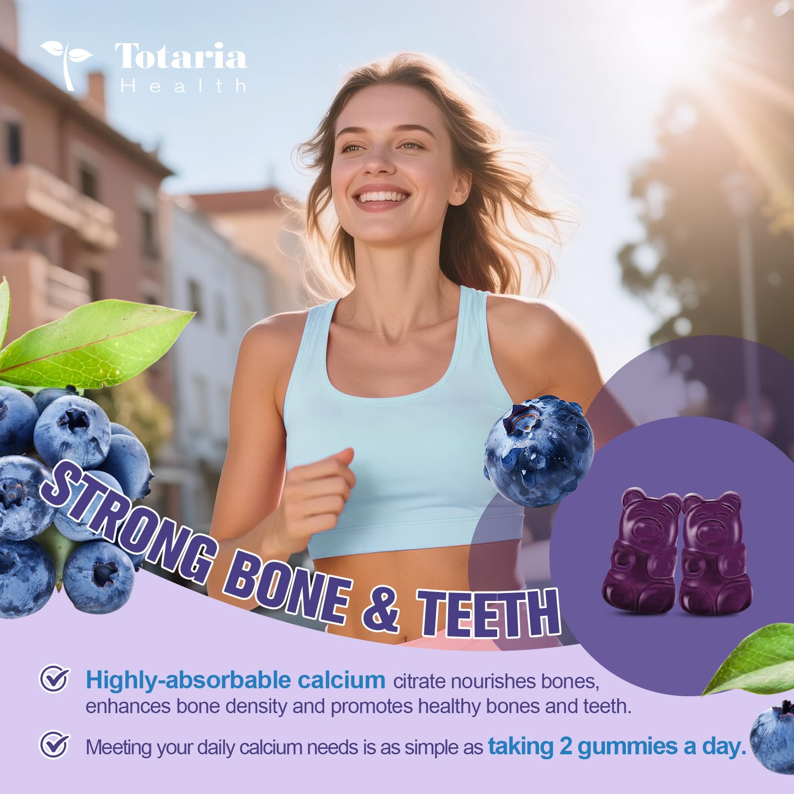 Premium blend of D3, K2, magnesium and zinc in Totaria gummies