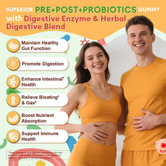 Totaria Sugar Free 5-in-1 gummy bottle label highlights probiotic benefits and potency.