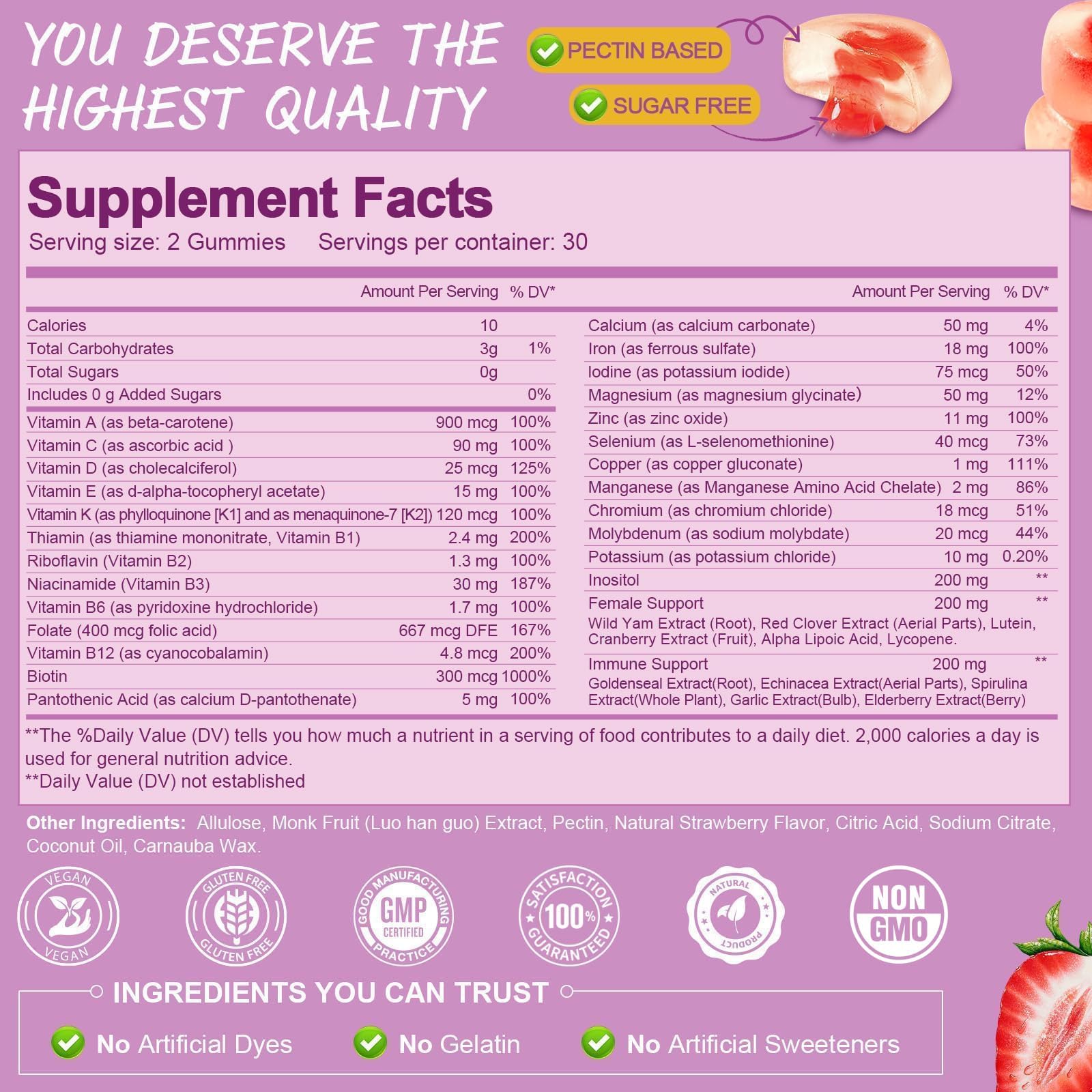 Totaria gummies bottle open, convenient daily vitamin routine with strawberry taste.