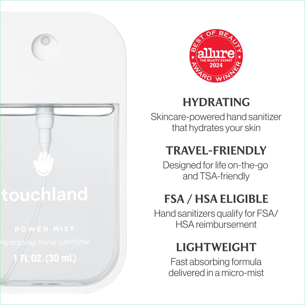Touchland Aloe Vera hydrating formula provides skin comfort while sanitizing.