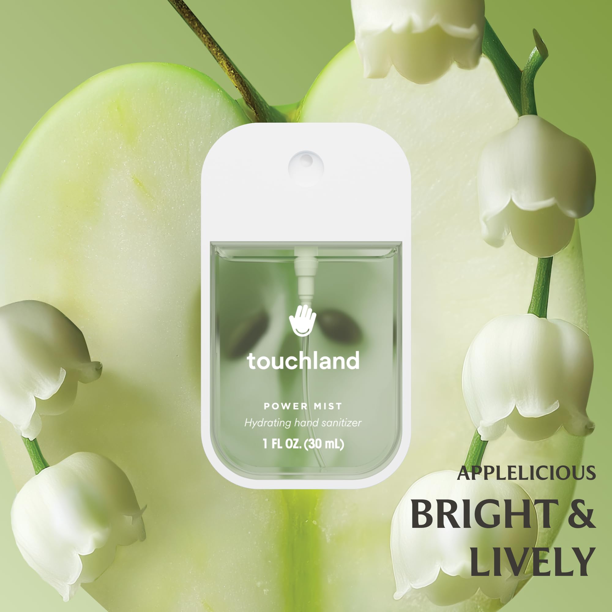 Touchland Citrus Grove spray bottle delivering bright scent and fast sanitizing.