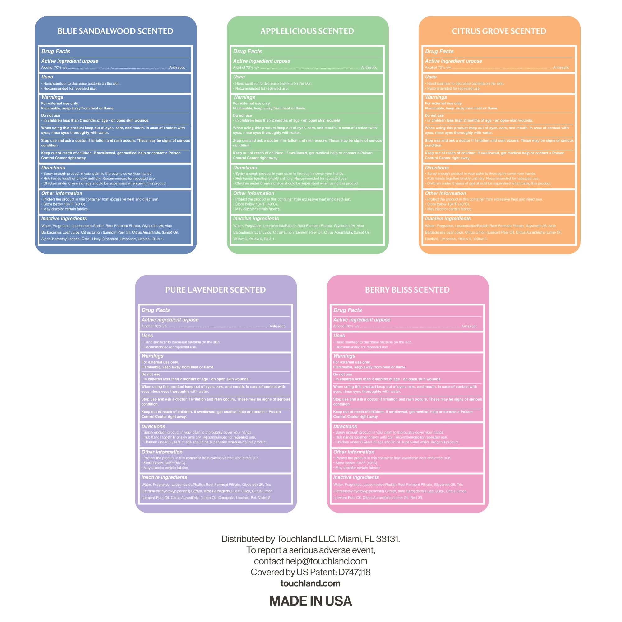 Touchland FSA/HSA eligibility box label on product packaging.
