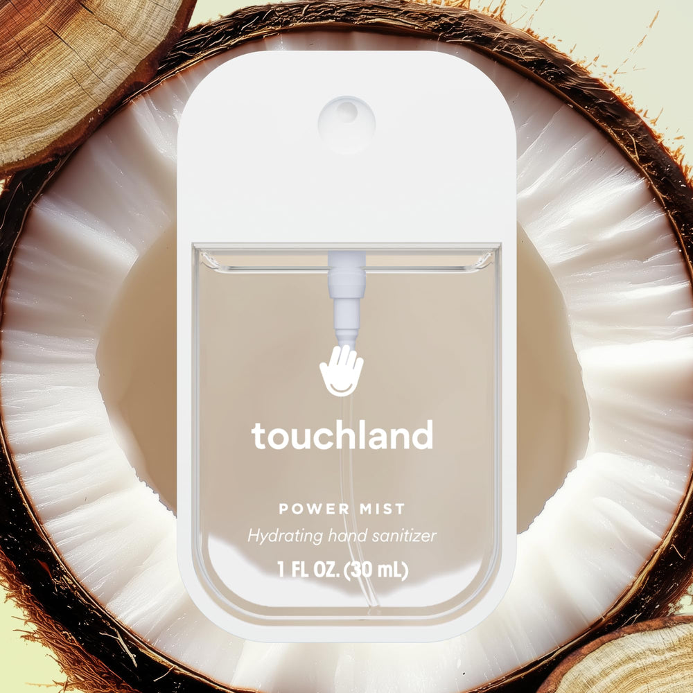 Touchland hydrating formula with aloe vera highlighted for skin-friendly hydration.