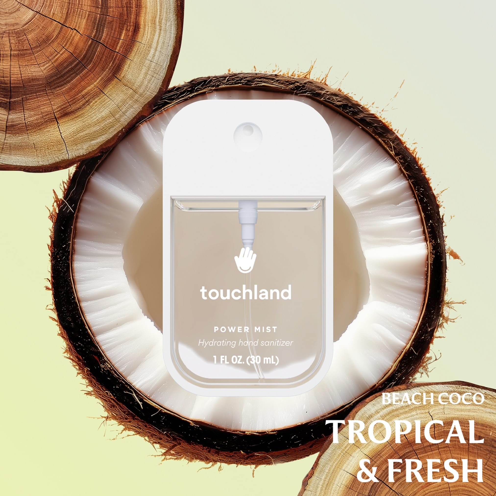Touchland Travel-size 1oz mist showcases on-the-go sanitizing in compact form.