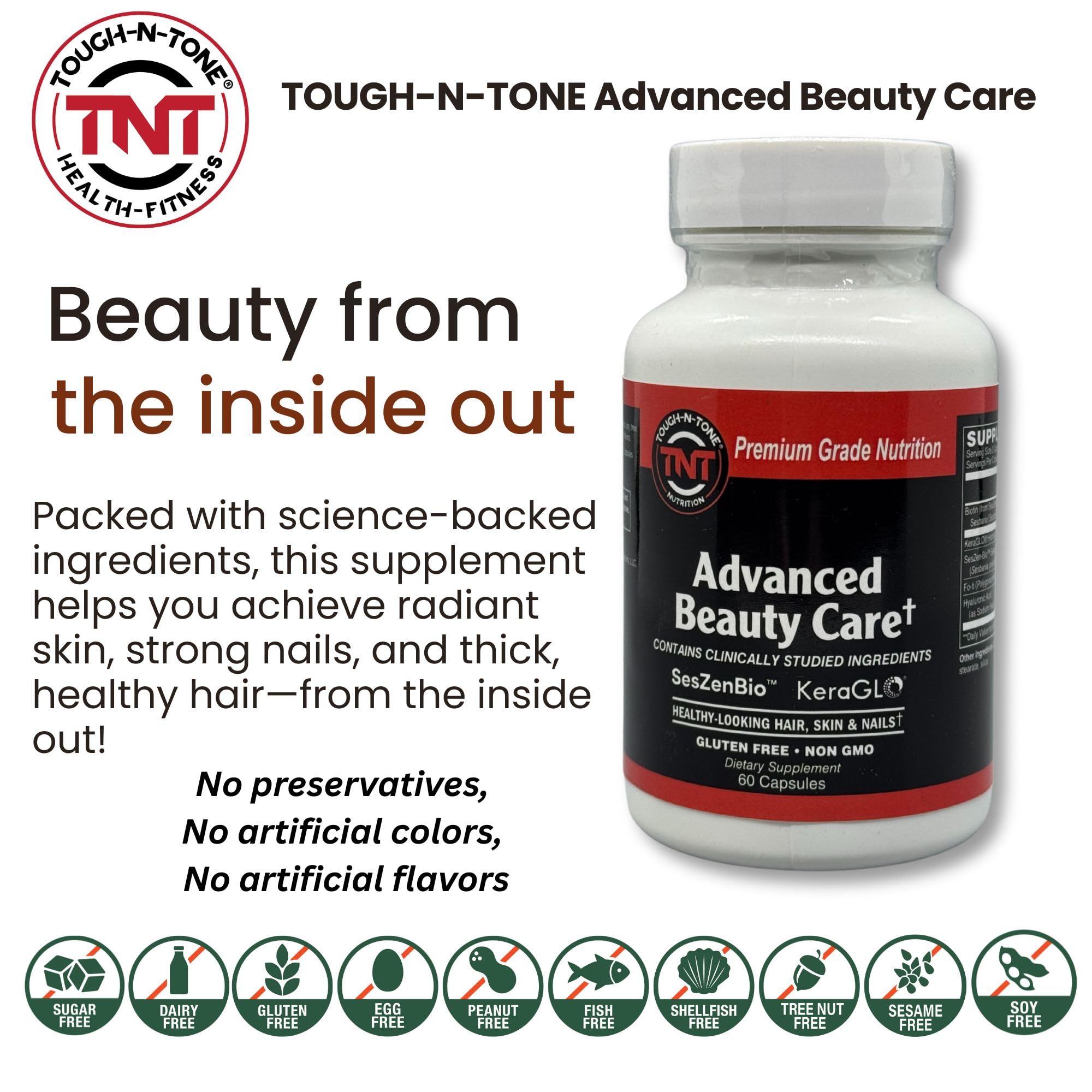 TOUGH-N-TONE vegan ingredients list with hyaluronic acid and Fo-Ti.