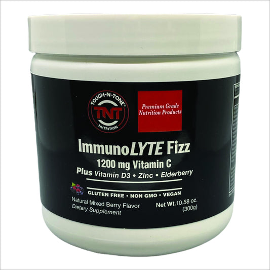 TOUGH-N-TONE ImmunoLYTE Fizz bottle pour for quick immune support on the go
