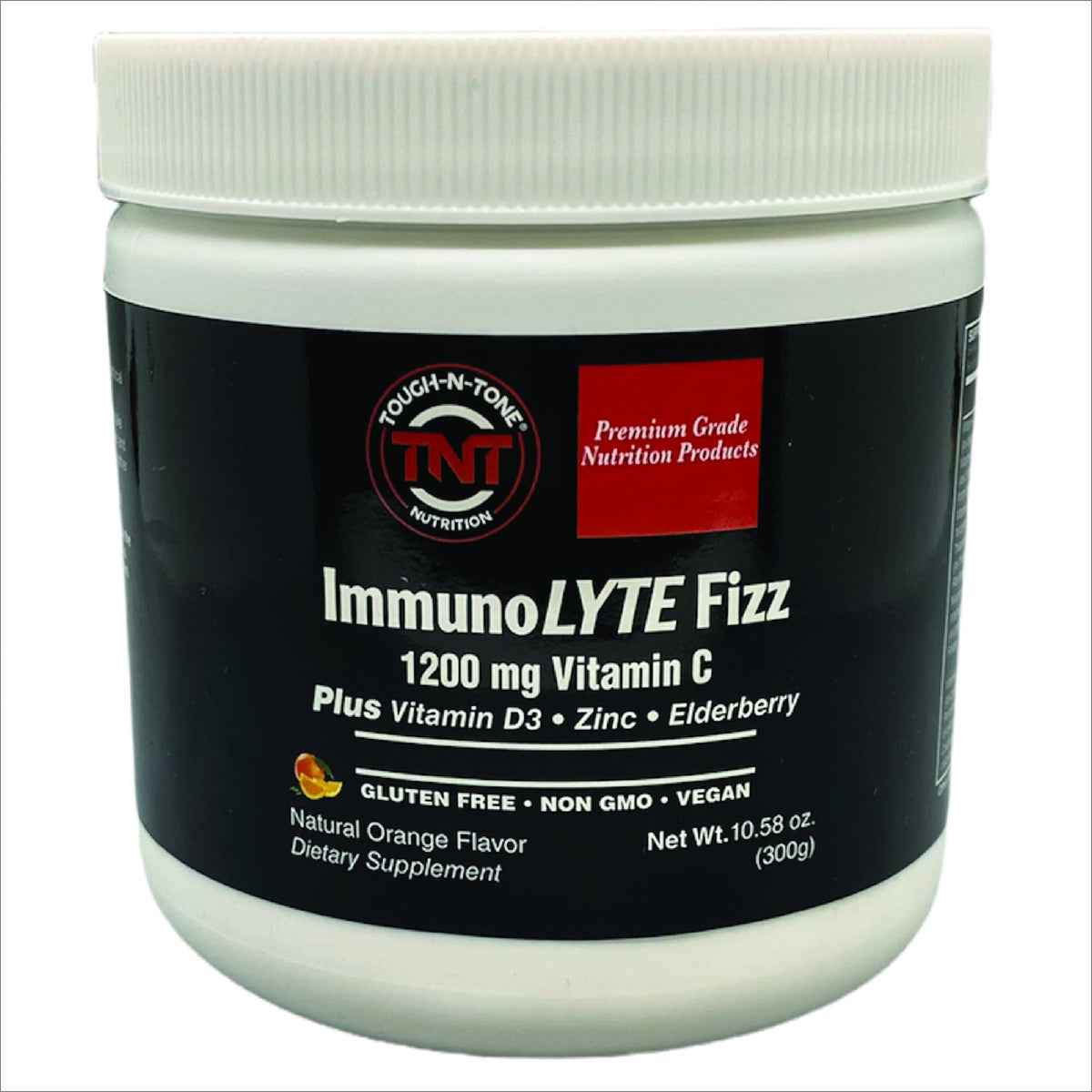 TOUGH-N-TONE ImmunoLYTE Fizz bottle highlighting immune support and hydration.