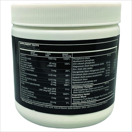 ImmunoLYTE Fizz sachet dissolving in water for convenient daily immune support.