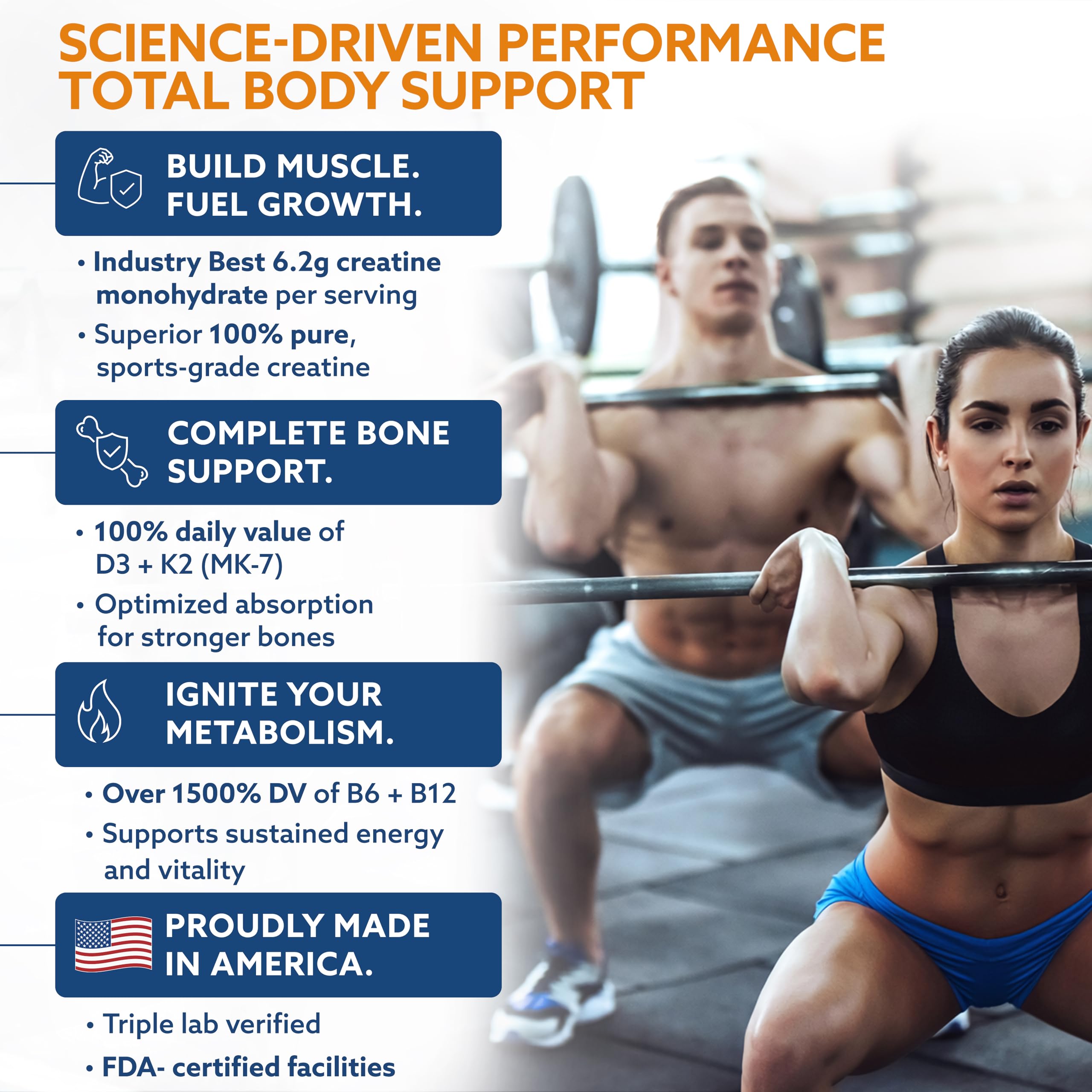 TPN Total Package Nutrition Creatine Monohydrate Gummies bottle back with nutrition and directions.
