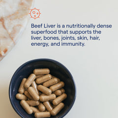 Trace Minerals beef liver serving suggestion with glass of water.