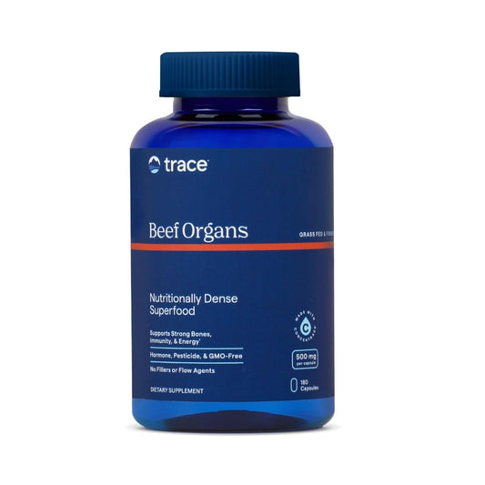 Trace Minerals Beef Organs bottle front for daily vitality and nutrient-dense support.