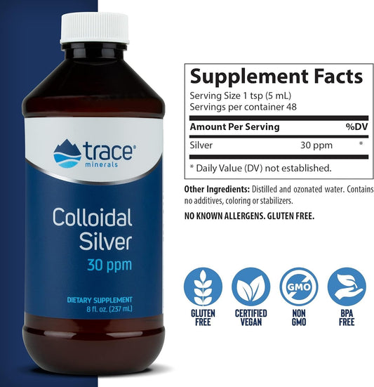 Trace Minerals Colloidal Silver glass dropper for easy daily dosing
