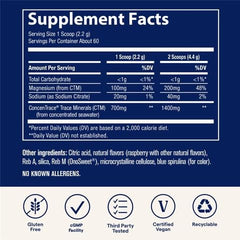 Trace Minerals ConcenTrace Daily Mineral Powder ingredient list highlights 70+ minerals