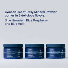Trace Minerals ConcenTrace Daily Mineral Powder open packaging provides fast access