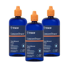 Trace Minerals ConcenTrace liquid bottle on counter for hydration support