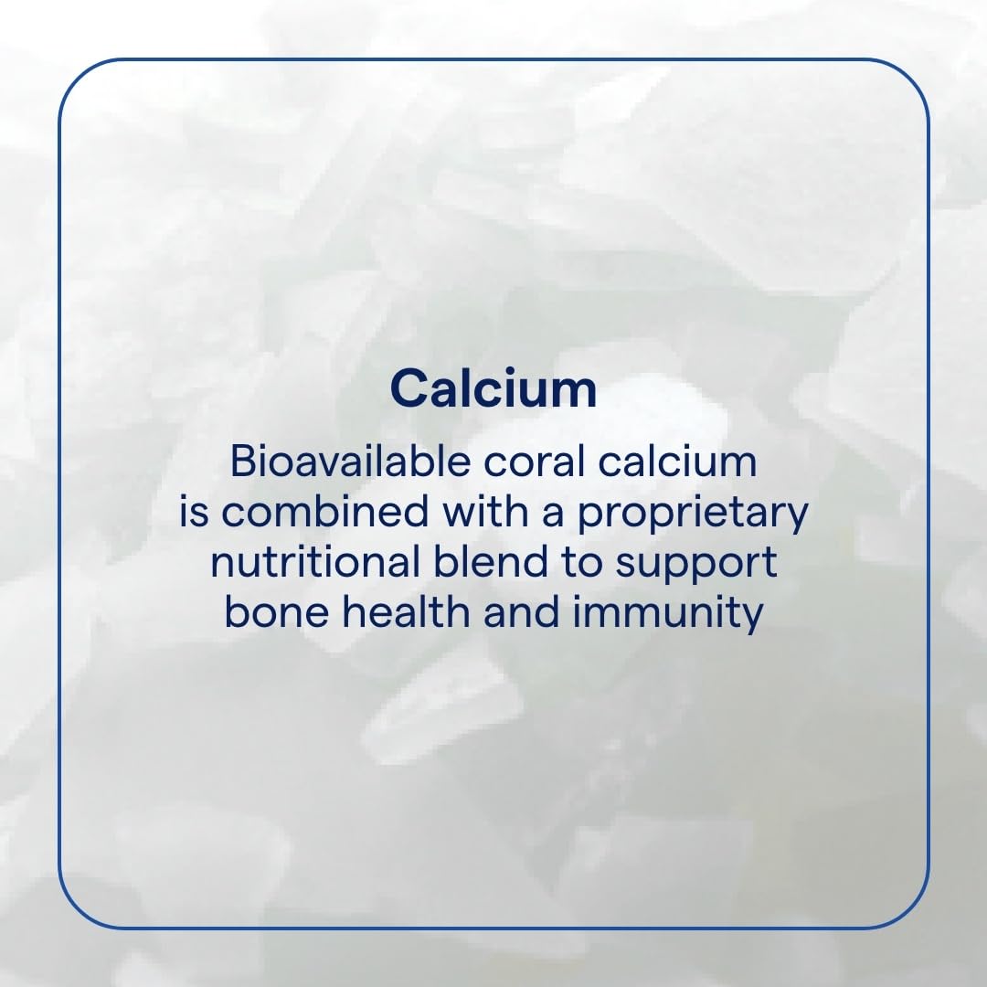 Trace Minerals Coral Calcium bottle pour demonstrates easy daily intake with meals