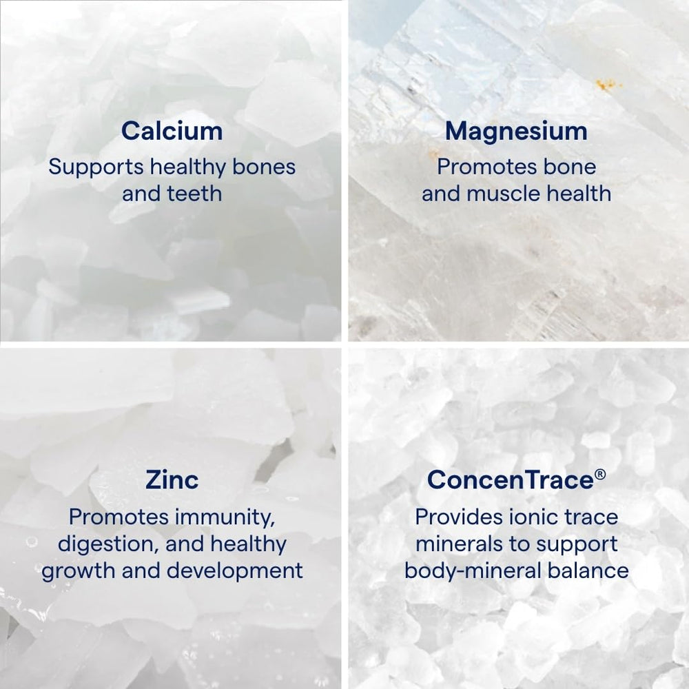 Dosing-spoon ready for precise 1-2 tbsp servings with Trace Minerals Cal/Mag/Zinc.