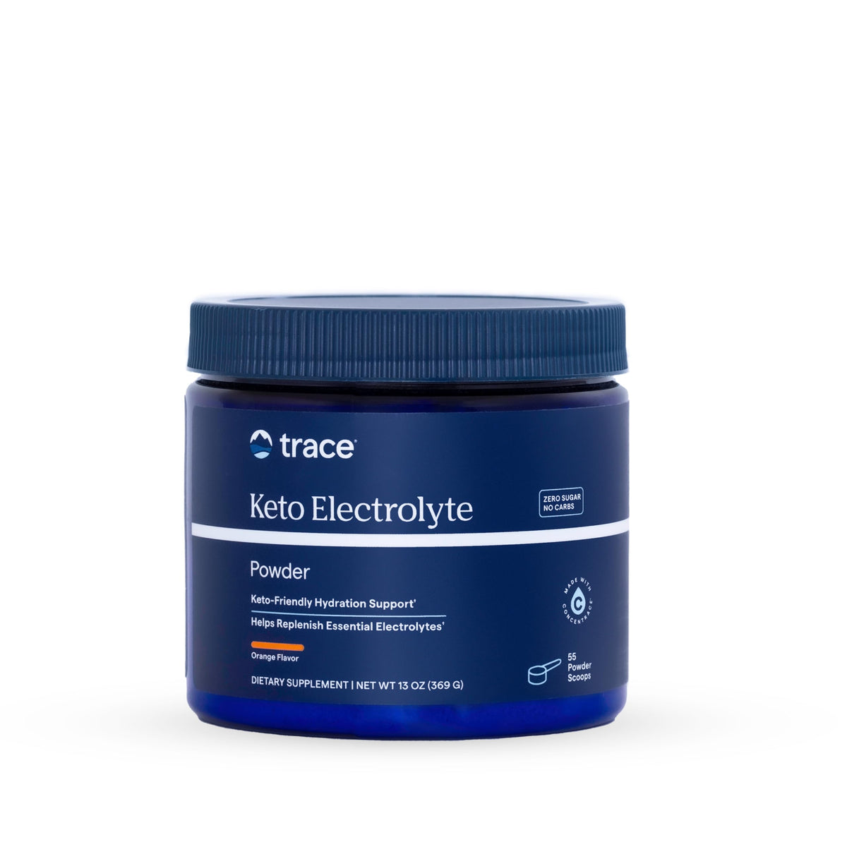 Trace Minerals Keto Electrolyte orange powder tub boosts hydration with essential minerals