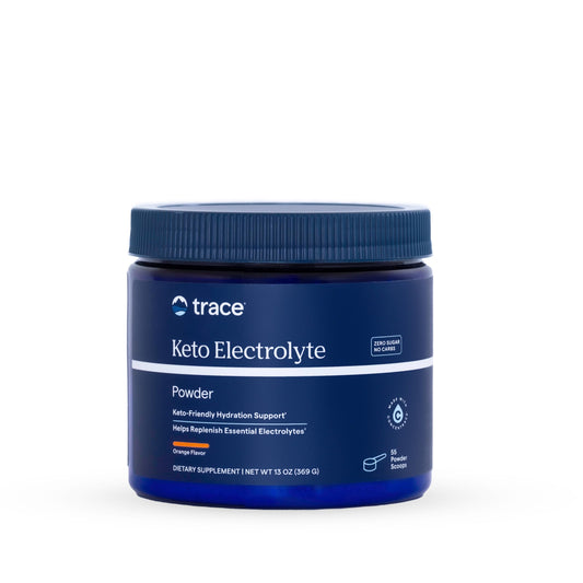 Trace Minerals Keto Electrolyte orange powder tub boosts hydration with essential minerals