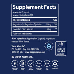 Trace Minerals Magnesium Glycinate bottle in a nighttime setting for calm evenings.