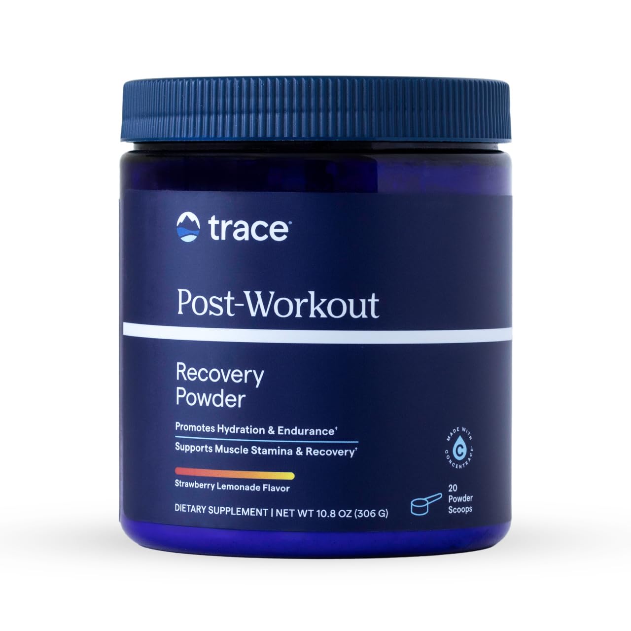 Trace Minerals Post-Workout bottle emphasizing hydration support after training.