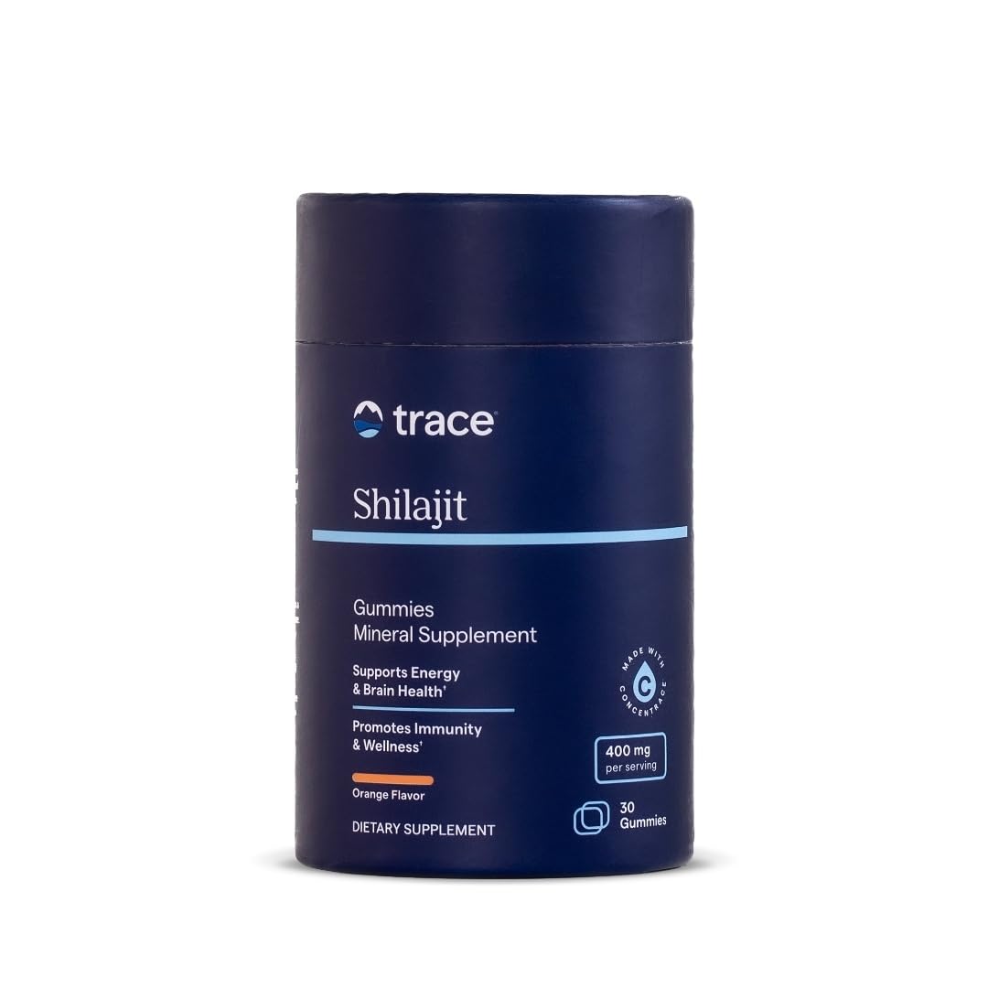 Trace Minerals Shilajit Gummies orange bottle ready-to-chew immunity support for daily vitality.