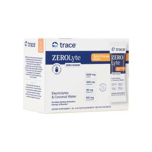 Trace Minerals ZeroLyte salty orange packet for hydration on the move.