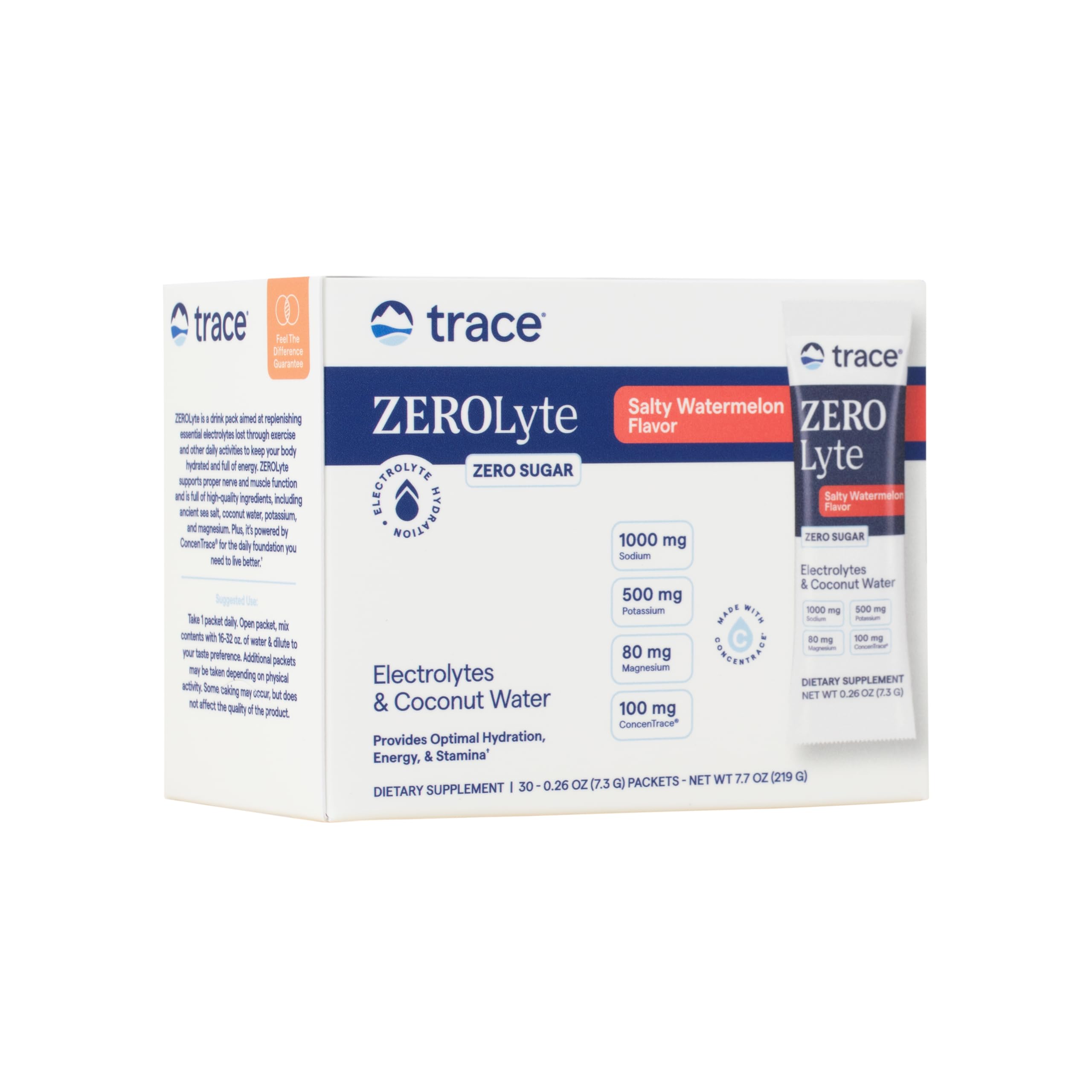 Trace Minerals ZeroLyte watermelon packet for on‑the‑go hydration and replenishment.