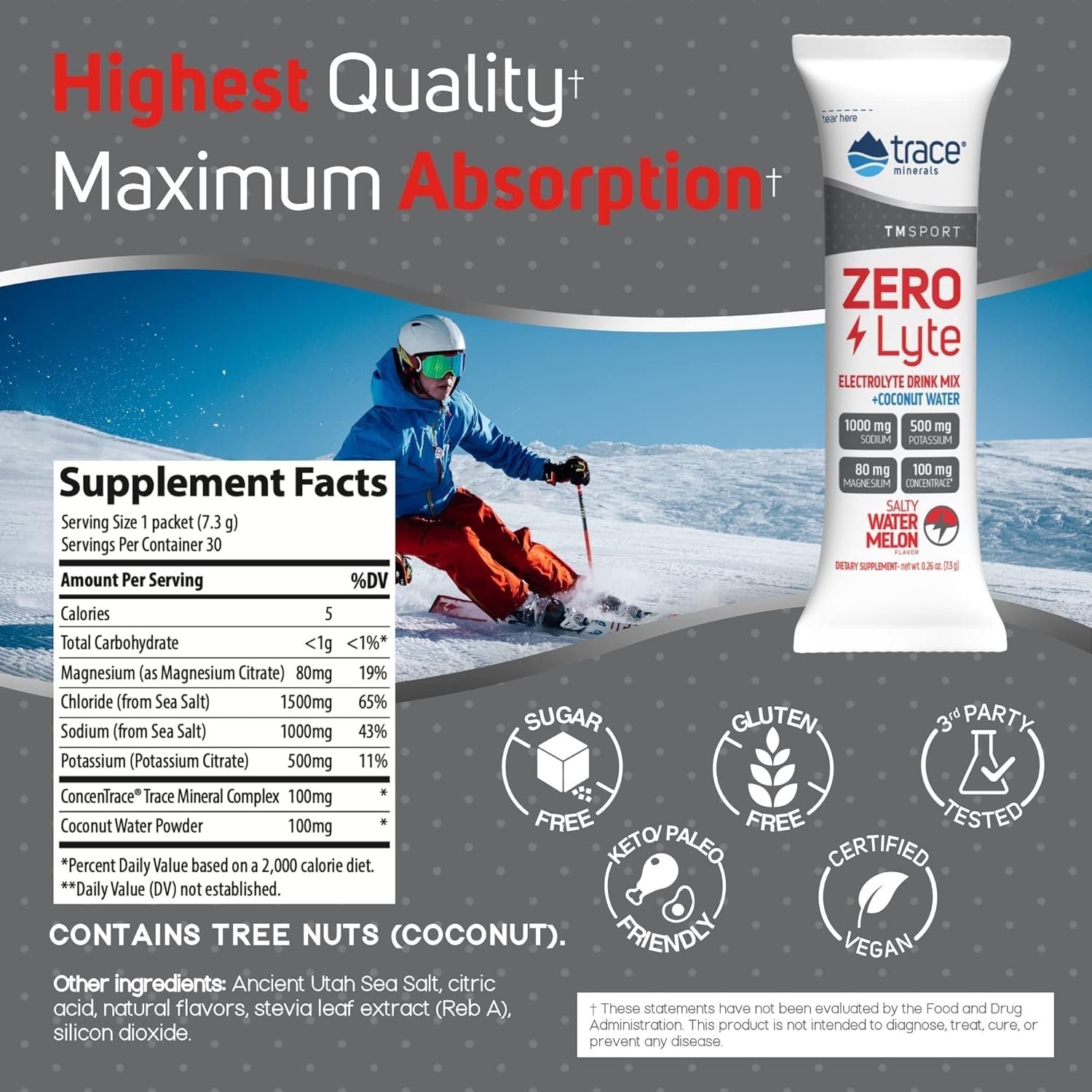 Trace Minerals ZeroLyte watermelon serving bottle ready to mix hydration.