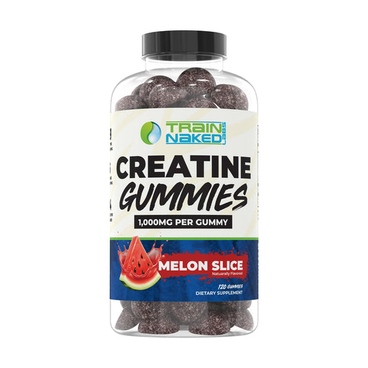 Train Naked Labs Creatine Gummies Melon Slice Bottle: convenient option for athletes seeking performance support.