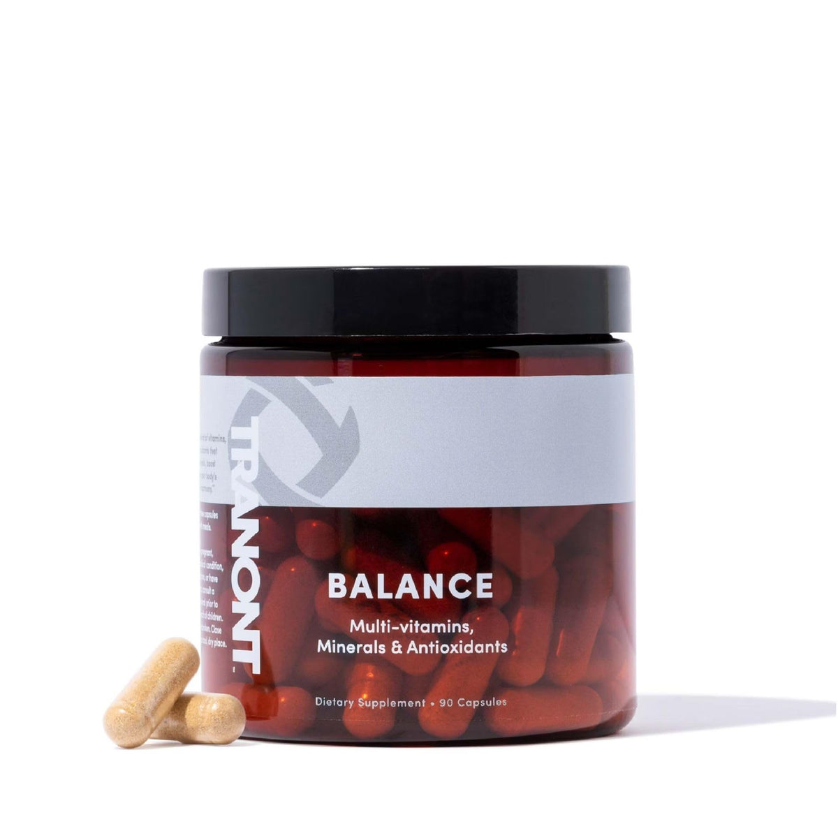Tranont Balance bottle front with 90 capsules for daily wellness.