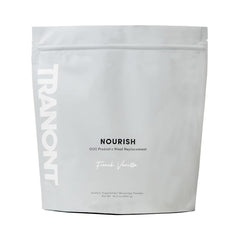 Tranont Nourish bottle with French Vanilla showing premium daily nutrition.