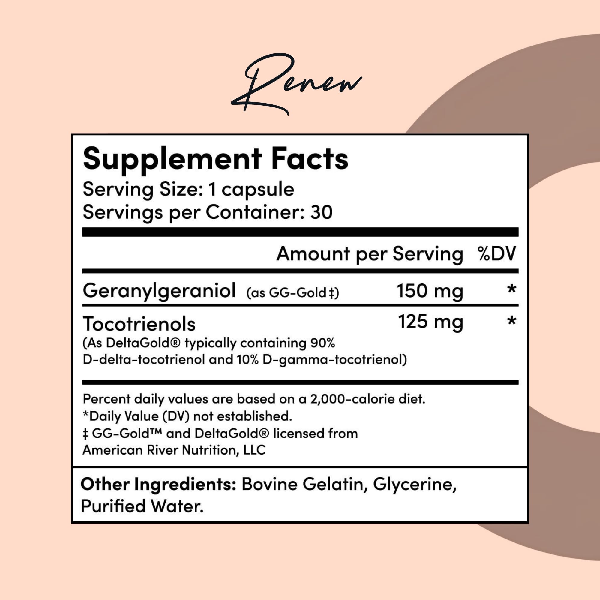 Tranont Renew annatto-derived ingredients graphic signals natural antioxidant roots.