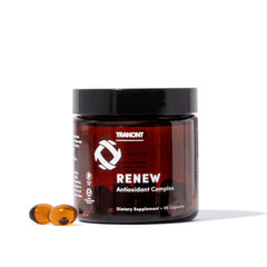 Tranont Renew bottle front showing daily antioxidant support for vitality.