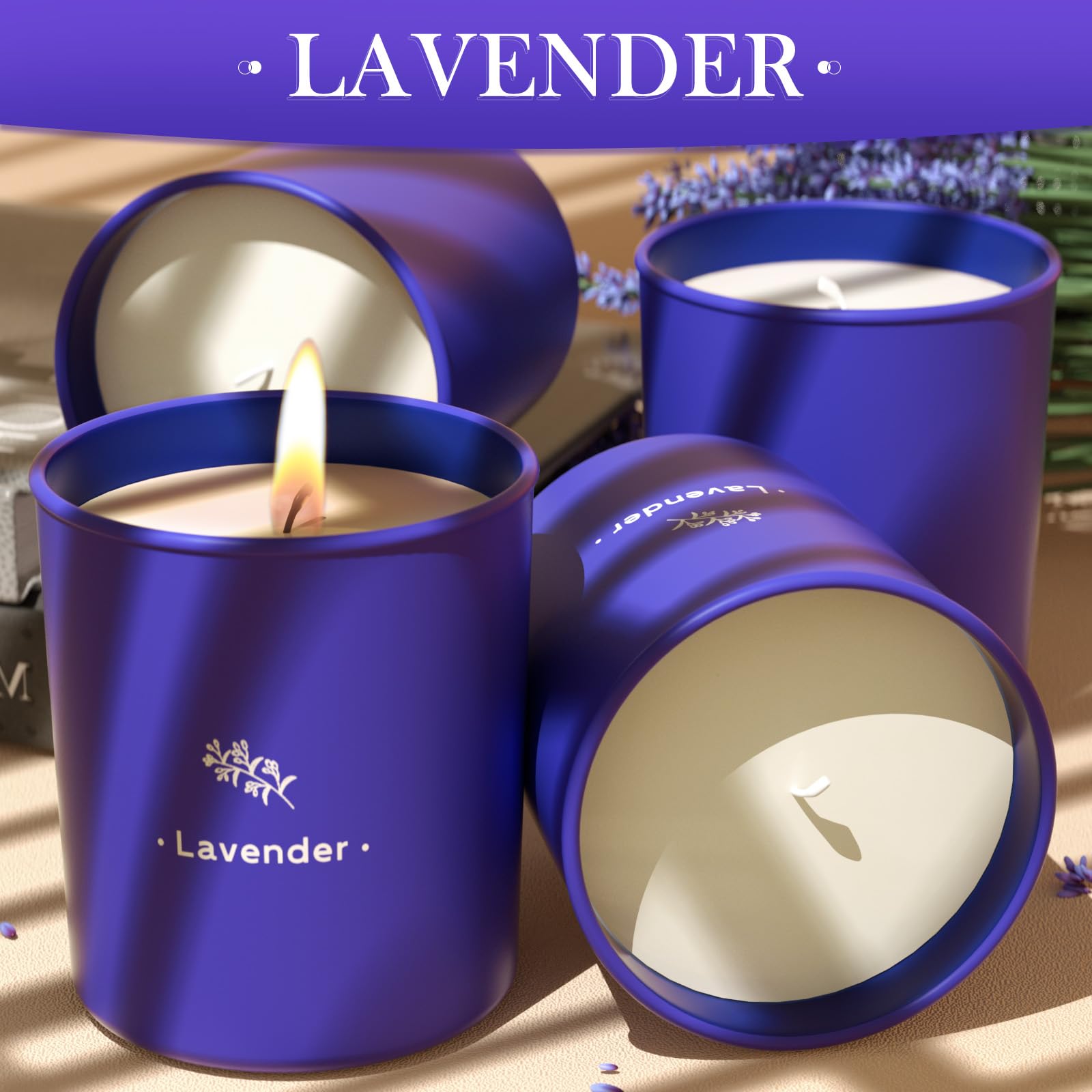 Close-up of TranquilBliss soy wax candle showing clean burn.