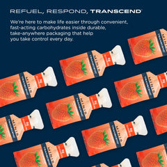 Transcend mini strawberry gel pack resting on map for travel and planning fuel
