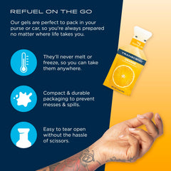 Transcend orange gels gluten-free-label signals dietary compatibility during training.