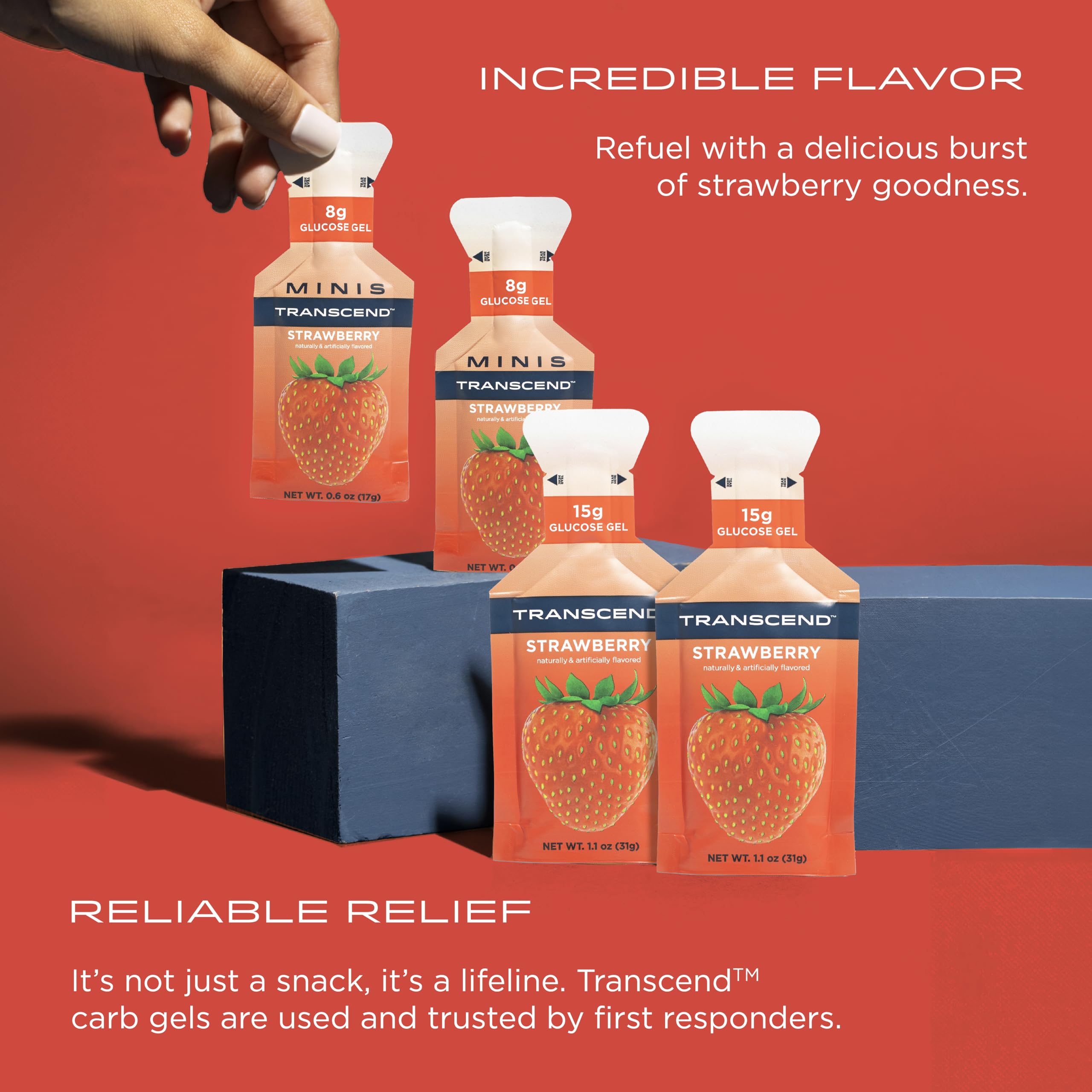 Transcend Strawberry Gel flavor close-up highlighting aroma and taste.